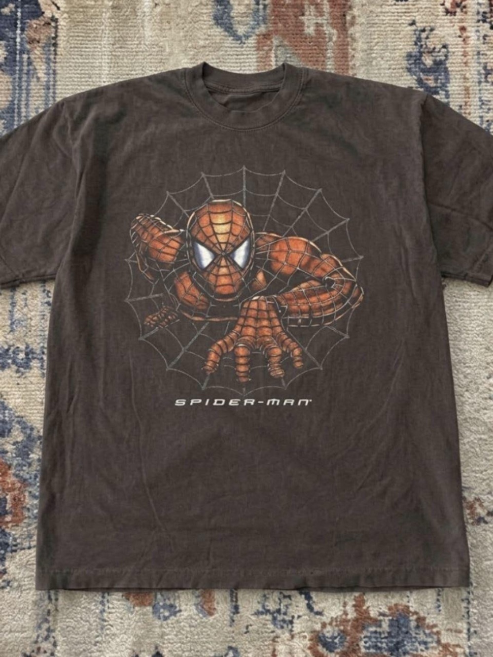 Gildan Brown Spider-Man Graphic Tee with Orange unisex t-shirt